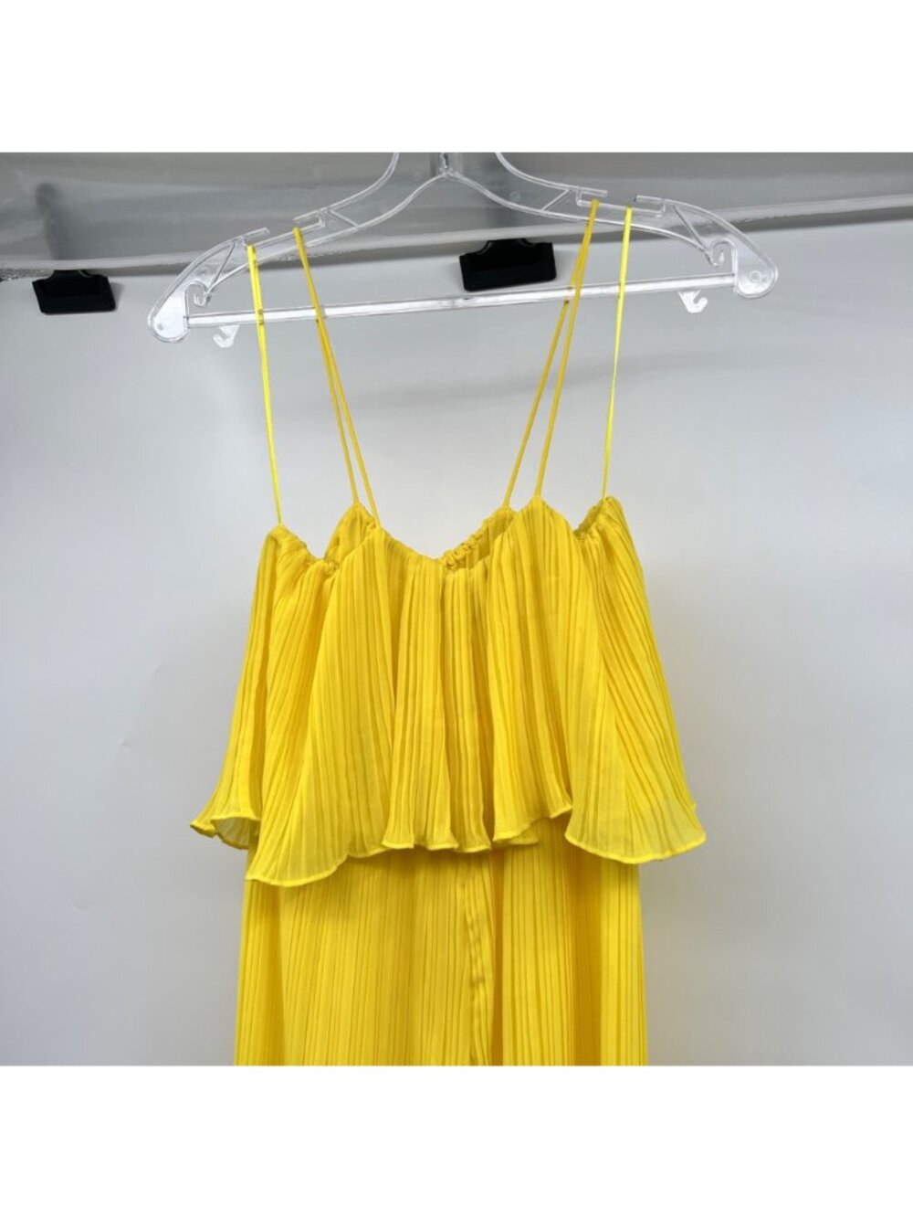 Zara Womens Pleated Jumpsuit Sleeveless Wide Leg Yellow Size Small - Picture 7 of 10